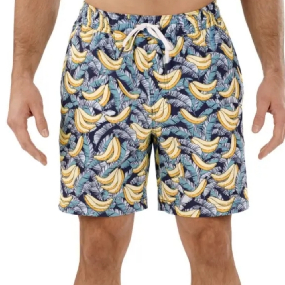 Men’s Member's Resort UPF 50 Quick Dry Swim Trunks Size XL Bananas With Pockets